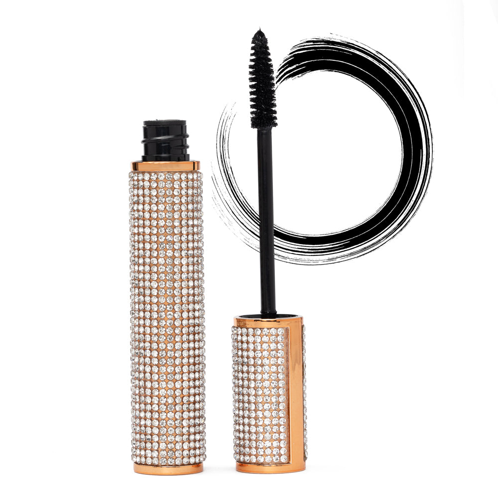 Mega Volume Vegan Mascara Black and Blue – Smudge-Proof with Handmade Diamond Case