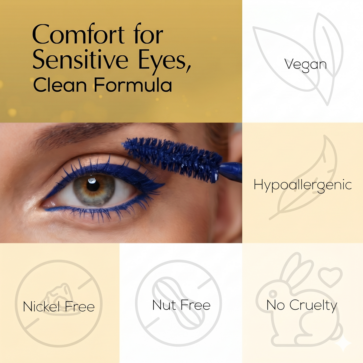 Mega Volume Vegan Mascara Black and Blue – Smudge-Proof with Handmade Diamond Case