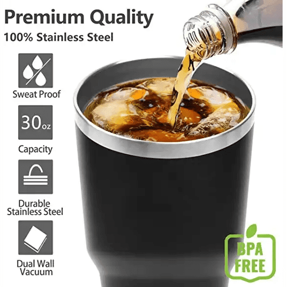 30oz Stainless Steel Tumblers โ Insulated Travel Mug with Lid
