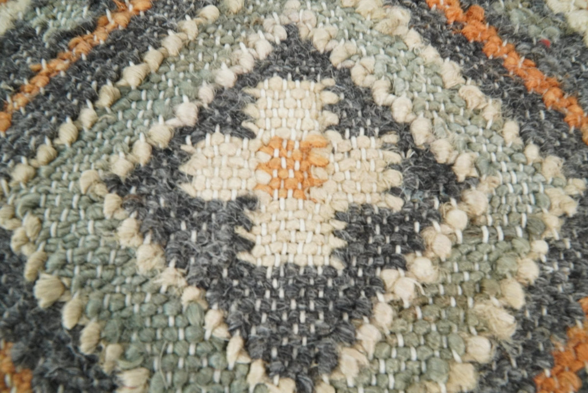 Hand Woven Boho Rust and Charcoal Jute and Wool Tribal Accent Pillow, Cushion | PL11