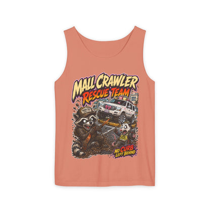 Mall Crawler Rescue Team Tank Top – Funny Raccoon Off-Road Graphic Tank