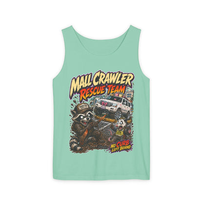 Mall Crawler Rescue Team Tank Top – Funny Raccoon Off-Road Graphic Tank