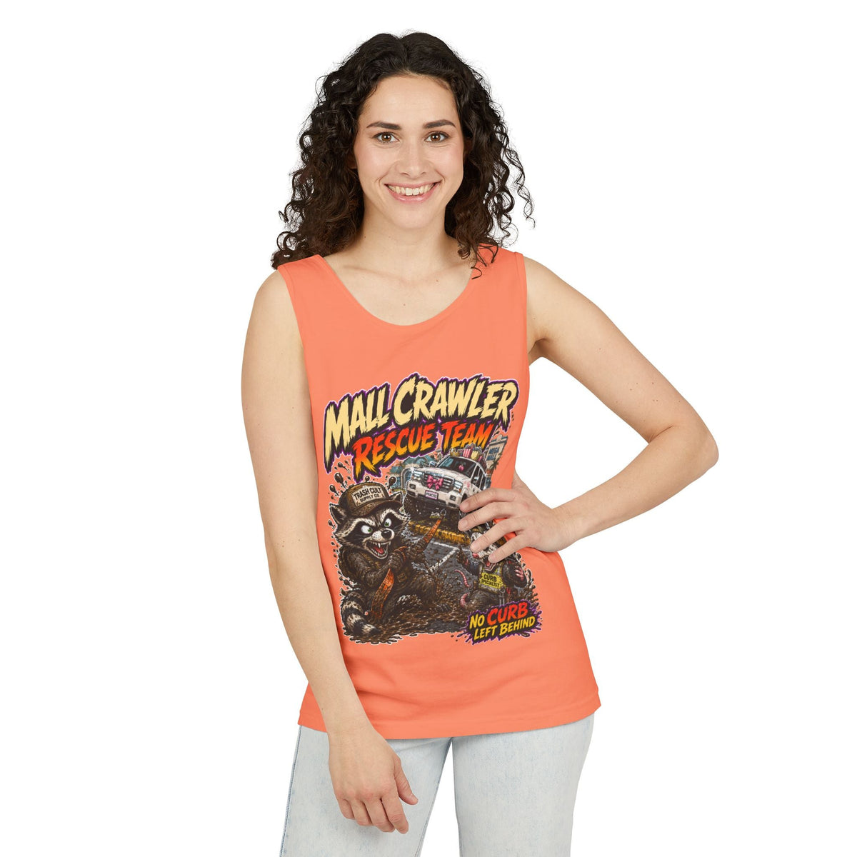 Mall Crawler Rescue Team Tank Top – Funny Raccoon Off-Road Graphic Tank