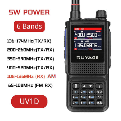RUYAGE UV1D 5W 6-Band Analog Walkie Talkie Portable Radio