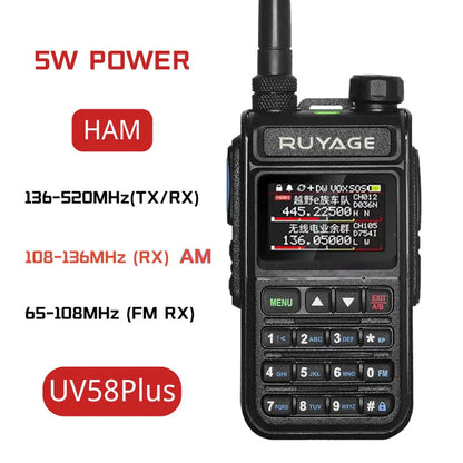 RUYAGE UV58plus 5W 6-Band Analog Walkie Talkie Portable Radio