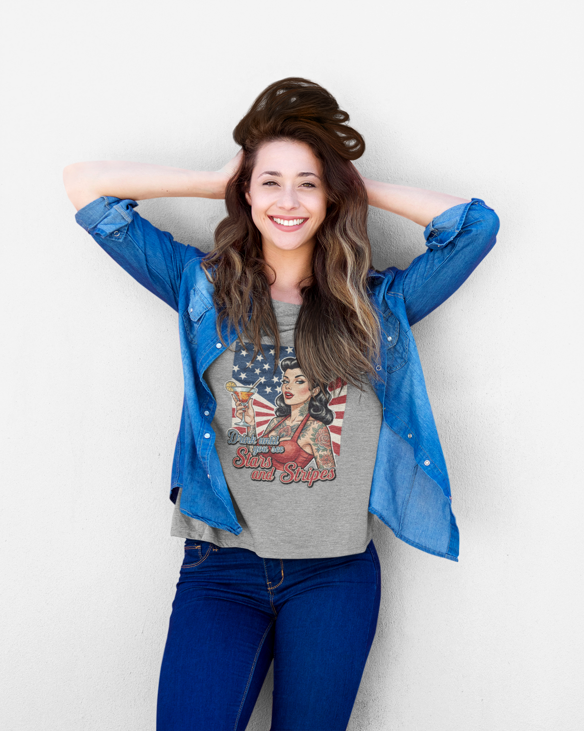 Drink Until You See Stars &amp; Stripes Retro Graphic Tee