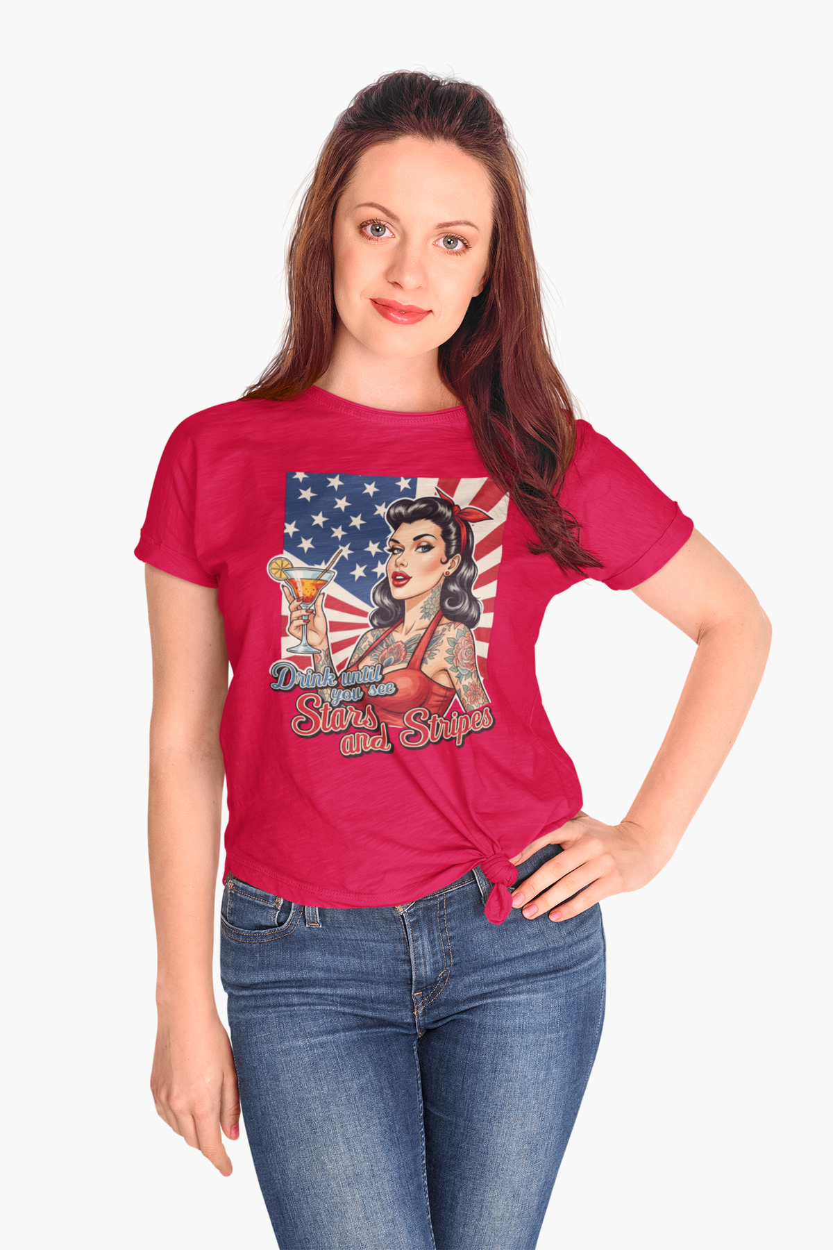 Drink Until You See Stars &amp; Stripes Retro Graphic Tee