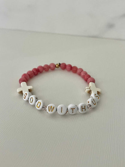 Pink Marble God With Us Bracelet | Handmade Faith-Inspired Jewelry