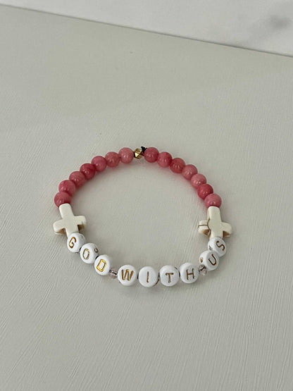 Pink Marble God With Us Bracelet | Handmade Faith-Inspired Jewelry