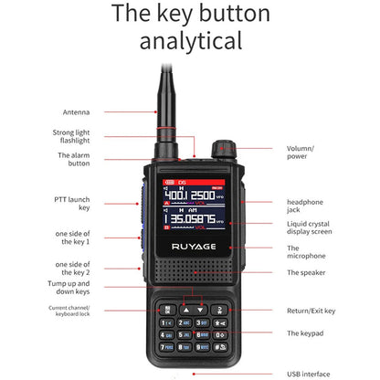 RUYAGE UV1D 5W 6-Band Analog Walkie Talkie Portable Radio