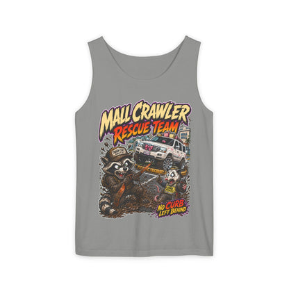 Mall Crawler Rescue Team Tank Top – Funny Raccoon Off-Road Graphic Tank