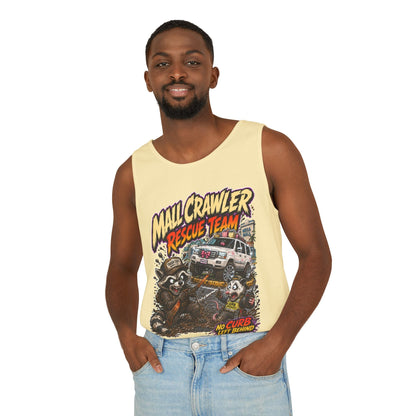 Mall Crawler Rescue Team Tank Top – Funny Raccoon Off-Road Graphic Tank