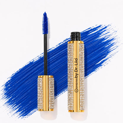 Mega Volume Vegan Mascara Black and Blue – Smudge-Proof with Handmade Diamond Case