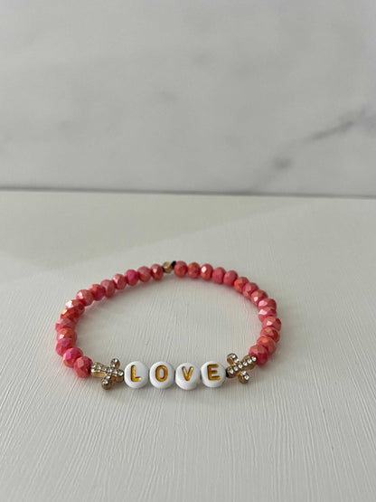 Love Red Glass Bead Bracelet – Gold Cross Faith Jewelry