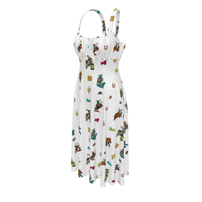 Baha Ranch The Last Roundup Western Rodeo Prairie Dress in White