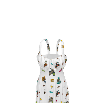 Baha Ranch The Last Roundup Western Rodeo Prairie Dress in White