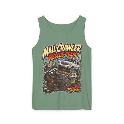 Mall Crawler Rescue Team Tank Top – Funny Raccoon Off-Road Graphic Tank