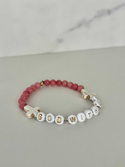 Pink Marble God With Us Bracelet | Handmade Faith-Inspired Jewelry