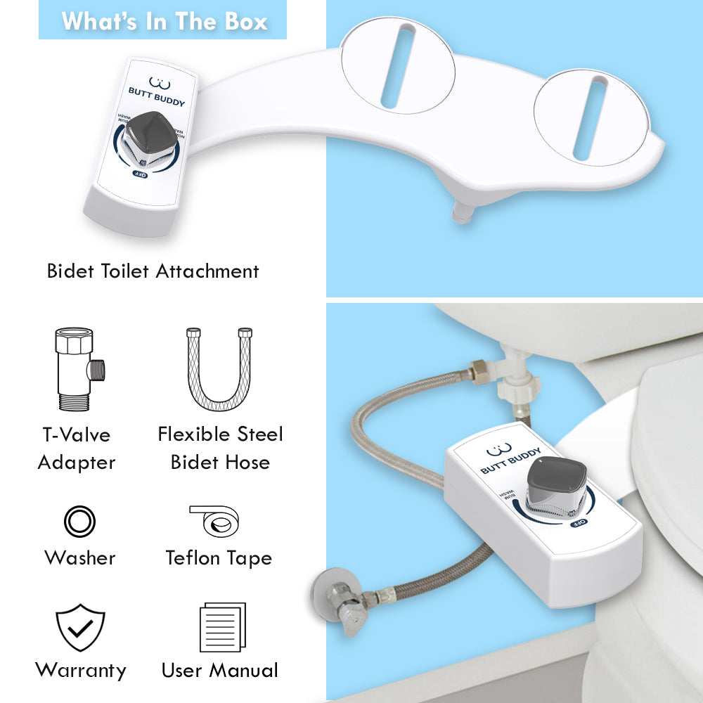 BUTT BUDDY - Bidet Toilet Attachment &amp; Fresh Water Sprayer