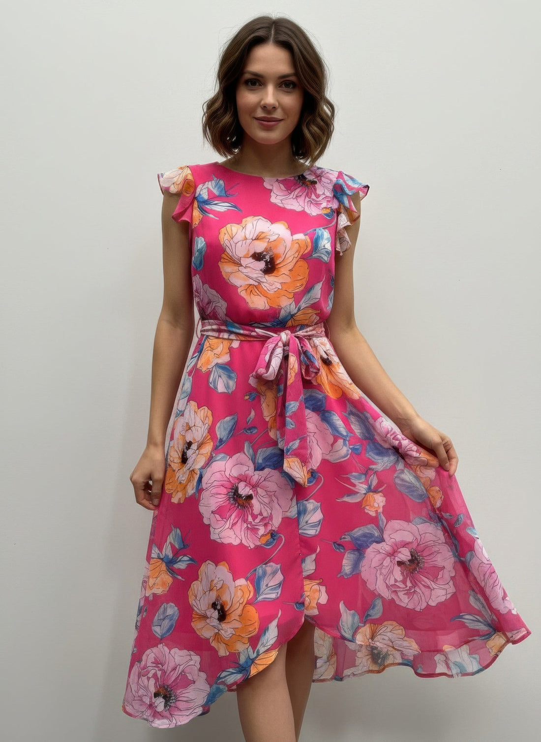 Shelby &amp; Palmer Floral Ruffled Sleeve