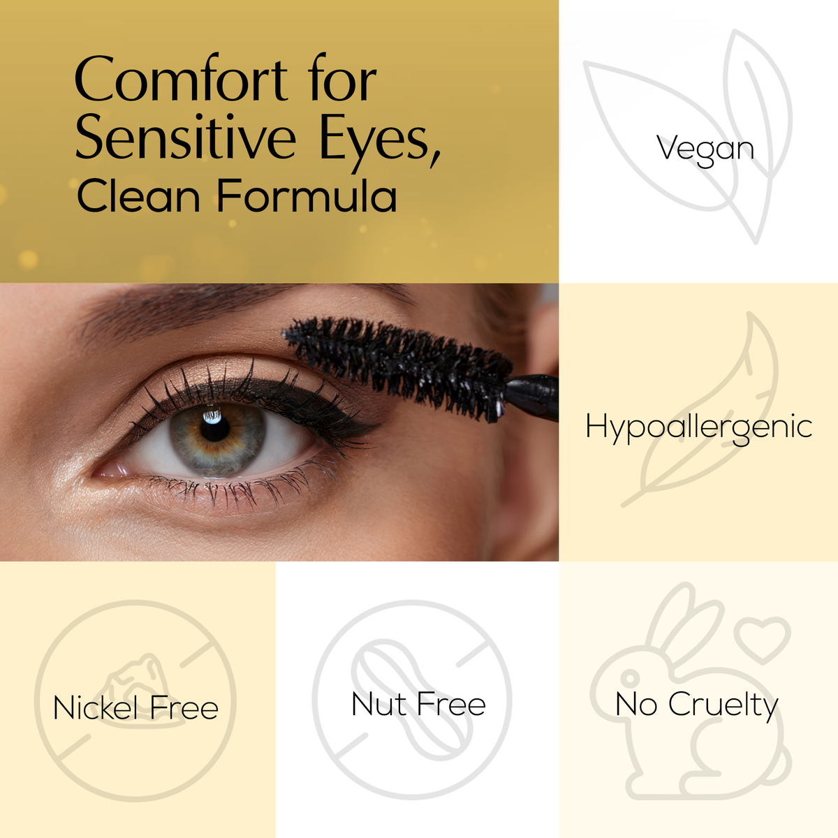 Mega Volume Vegan Mascara Black and Blue – Smudge-Proof with Handmade Diamond Case