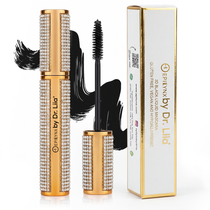 Mega Volume Vegan Mascara Black and Blue – Smudge-Proof with Handmade Diamond Case