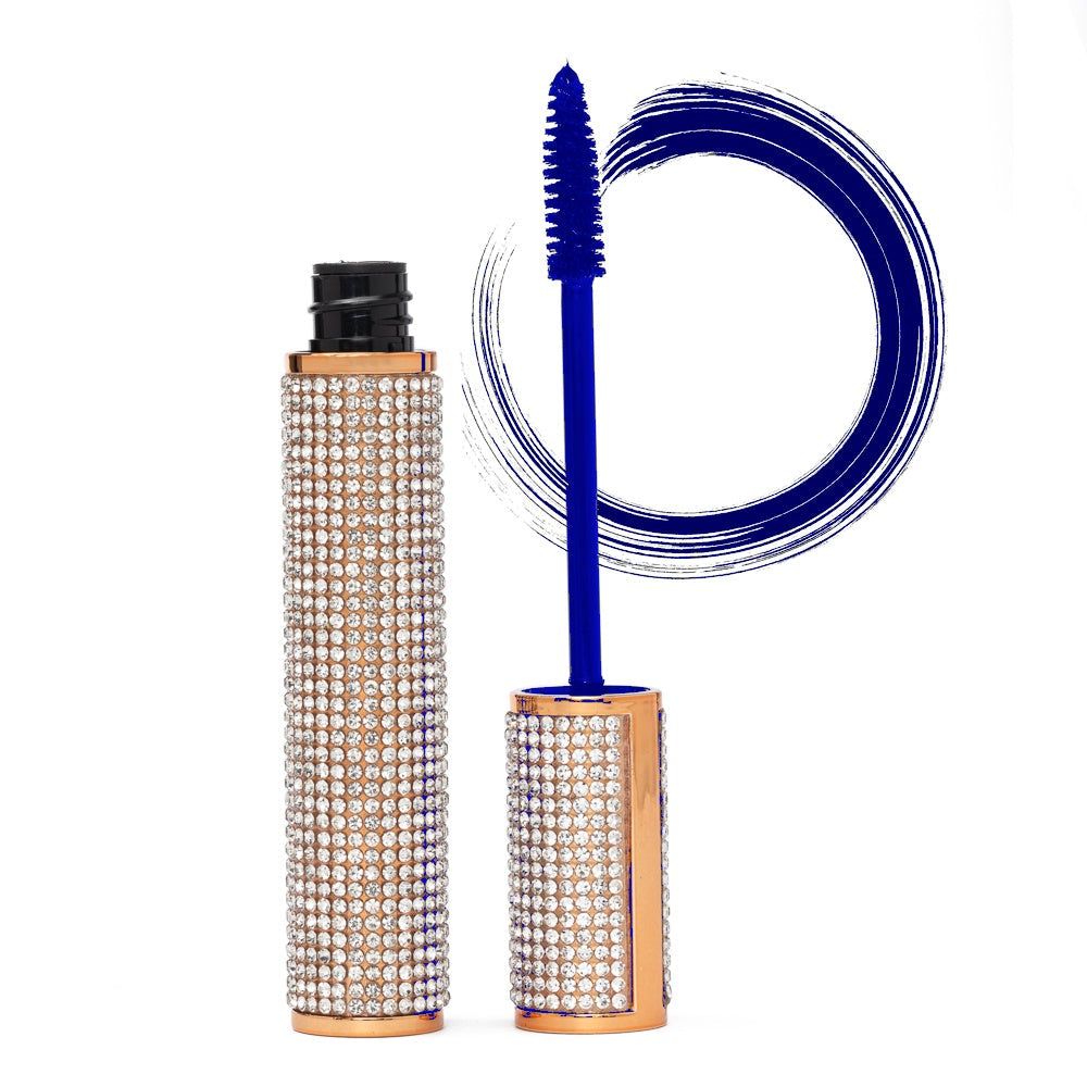Mega Volume Vegan Mascara Black and Blue – Smudge-Proof with Handmade Diamond Case