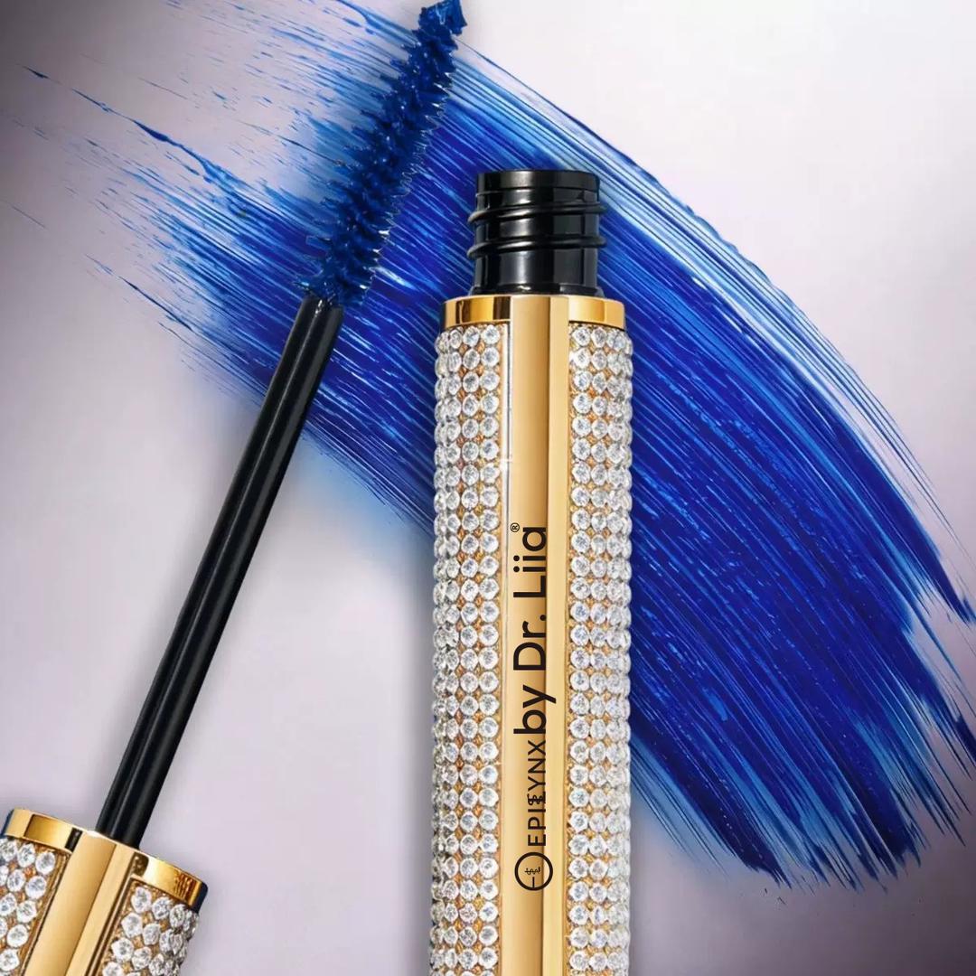 Mega Volume Vegan Mascara Black and Blue – Smudge-Proof with Handmade Diamond Case