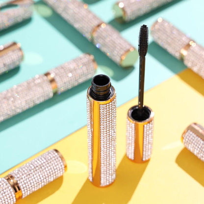 Mega Volume Vegan Mascara Black and Blue – Smudge-Proof with Handmade Diamond Case