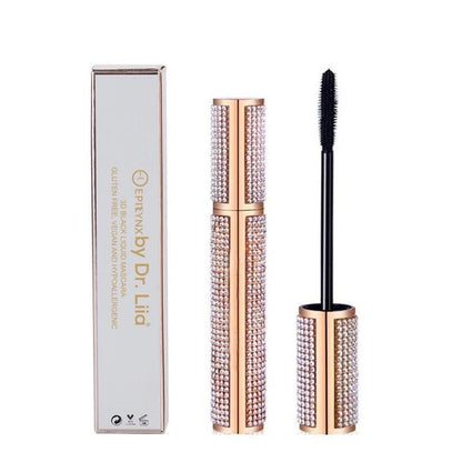 Mega Volume Vegan Mascara Black and Blue – Smudge-Proof with Handmade Diamond Case